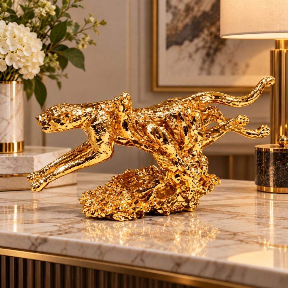 Golden Running Cheetah Decorative Figurine