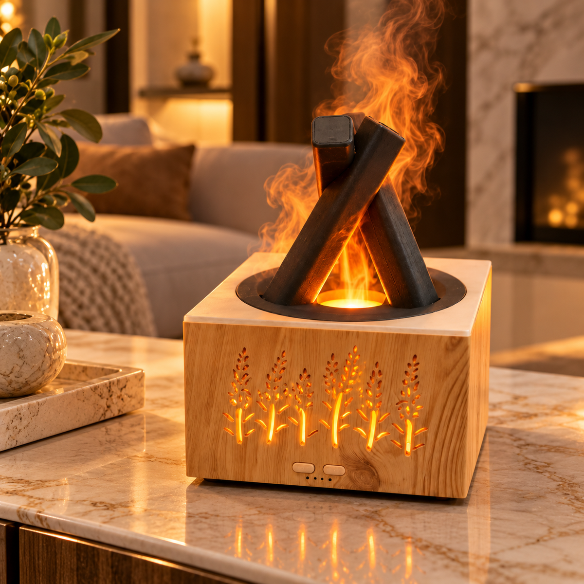 Wooden Bonfire Flame Aroma Diffuser