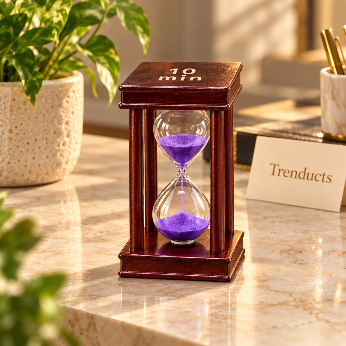 10 Minute Wooden Frame Hourglass Sand Timer for Desk
