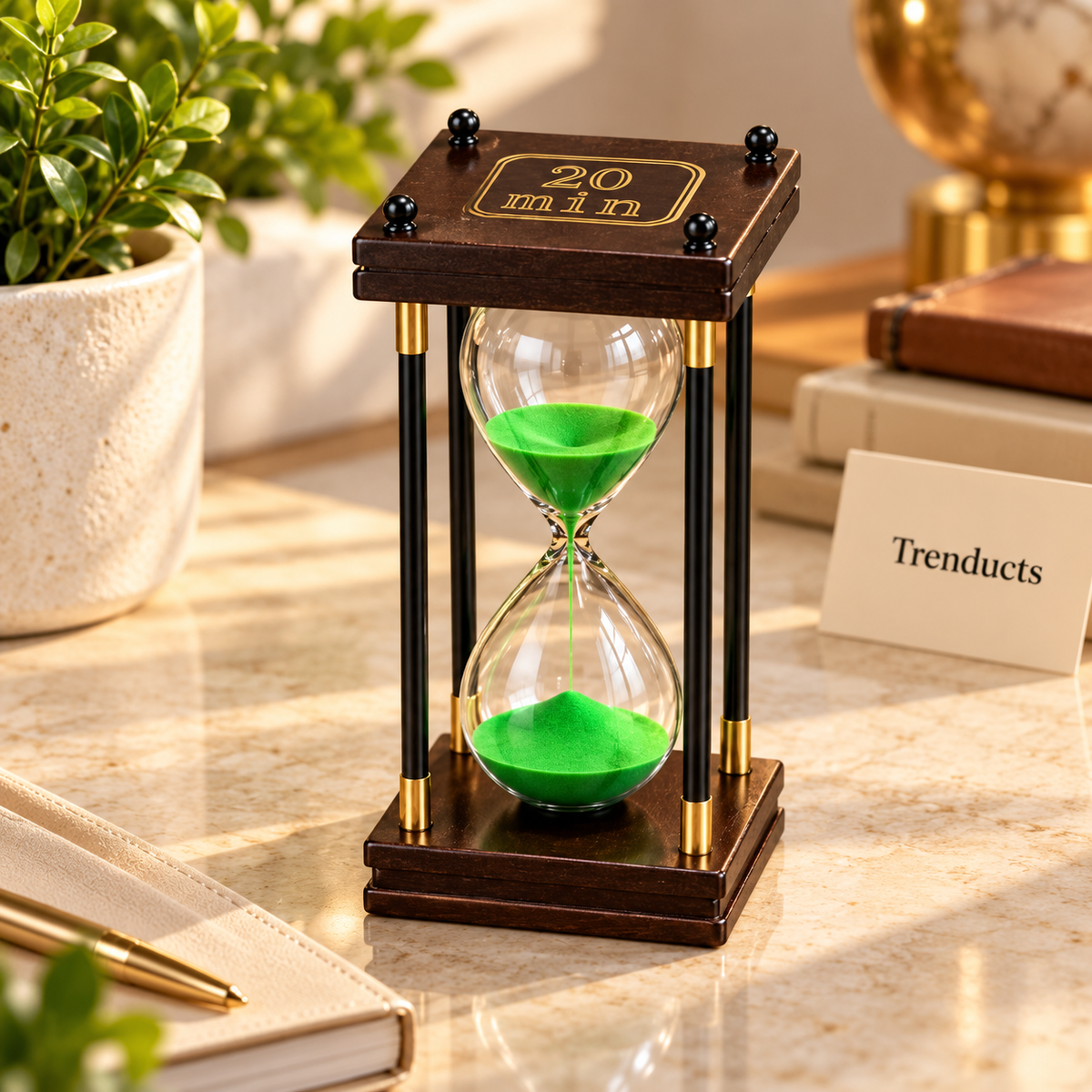20 Minute Wooden Frame Hourglass Sand Timer for Desk