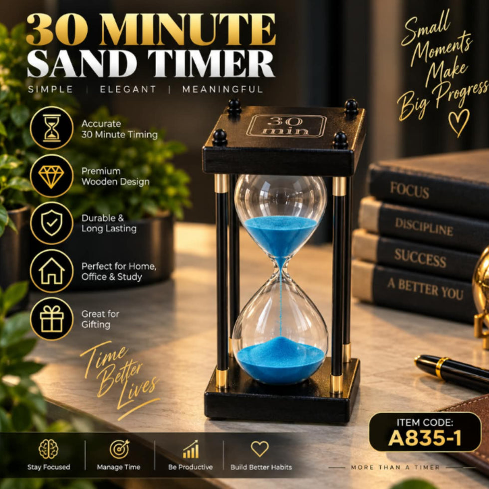30 Minute Wooden Hourglass Sand Timer for Desk