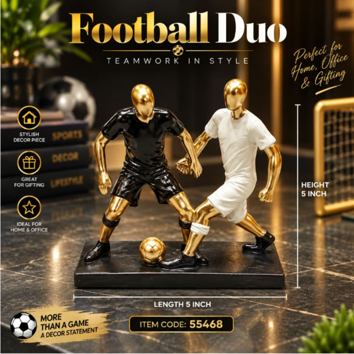 Football Duo Decorative Figurine Set for Home & Office