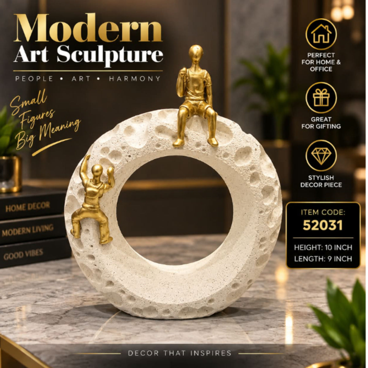 Modern Circular Art Figure Sculpture for Table Decor