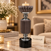 Black Crown-Top Ribbed Luxury Candle Stand