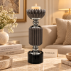 Black Crown-Top Ribbed Luxury Candle Stand