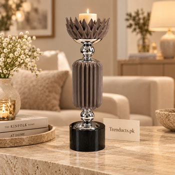 Gunmetal Grey Crown-Top Luxury Candle Stand - hero view