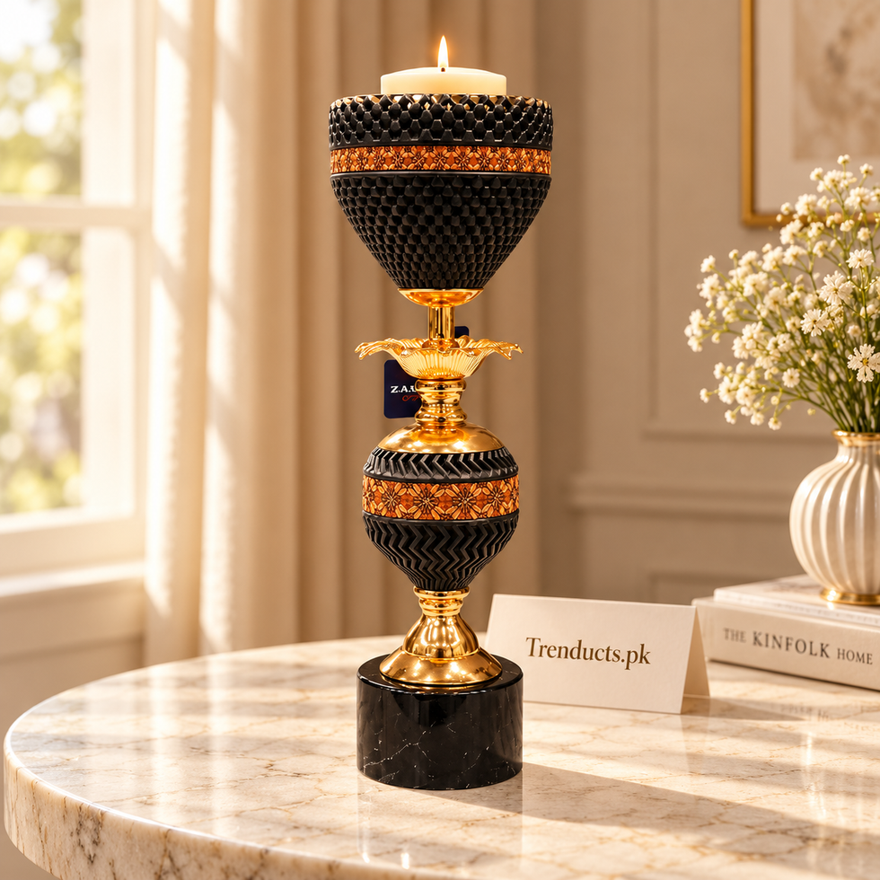 Black & Amber Beaded Luxury Candle Stand