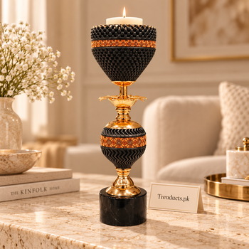 Black & Amber Beaded Luxury Candle Stand - hero view