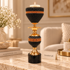 Black & Amber Beaded Luxury Candle Stand