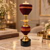 Burgundy & Gold Beaded Luxury Candle Stand