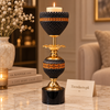 Black & Gold Double-Band Luxury Candle Stand