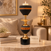 Black & Gold Double-Band Luxury Candle Stand