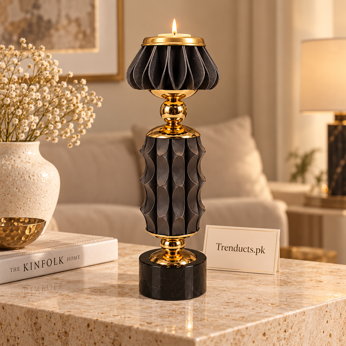 Black Twisted Column Luxury Candle Stand