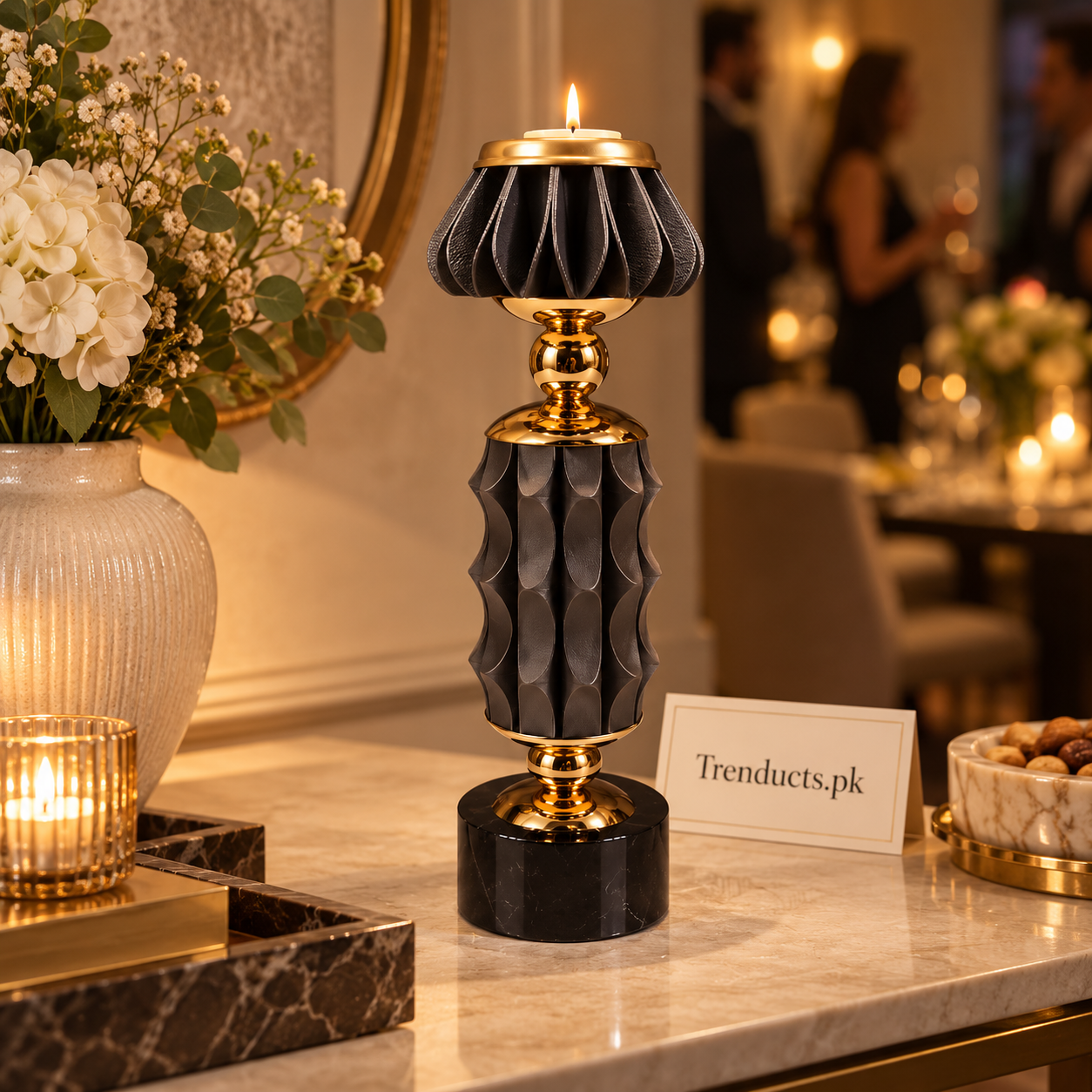 Black Twisted Column Luxury Candle Stand