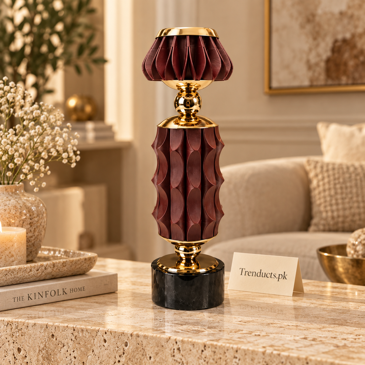 Burgundy Petal Luxury Candle Stand