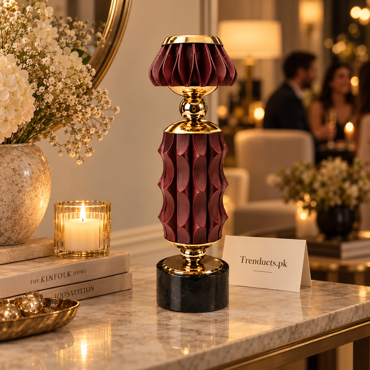 Burgundy Petal Luxury Candle Stand