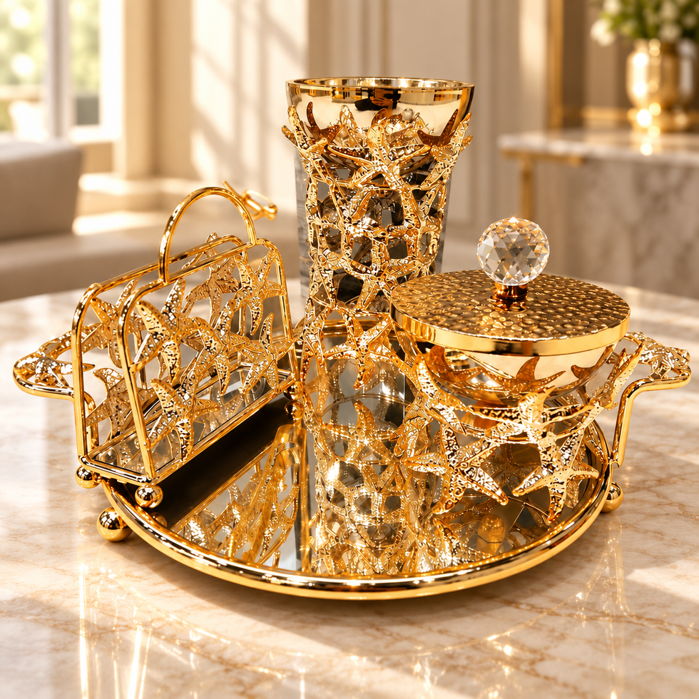 Premium Starfish Gold Incense Burner Tray Set