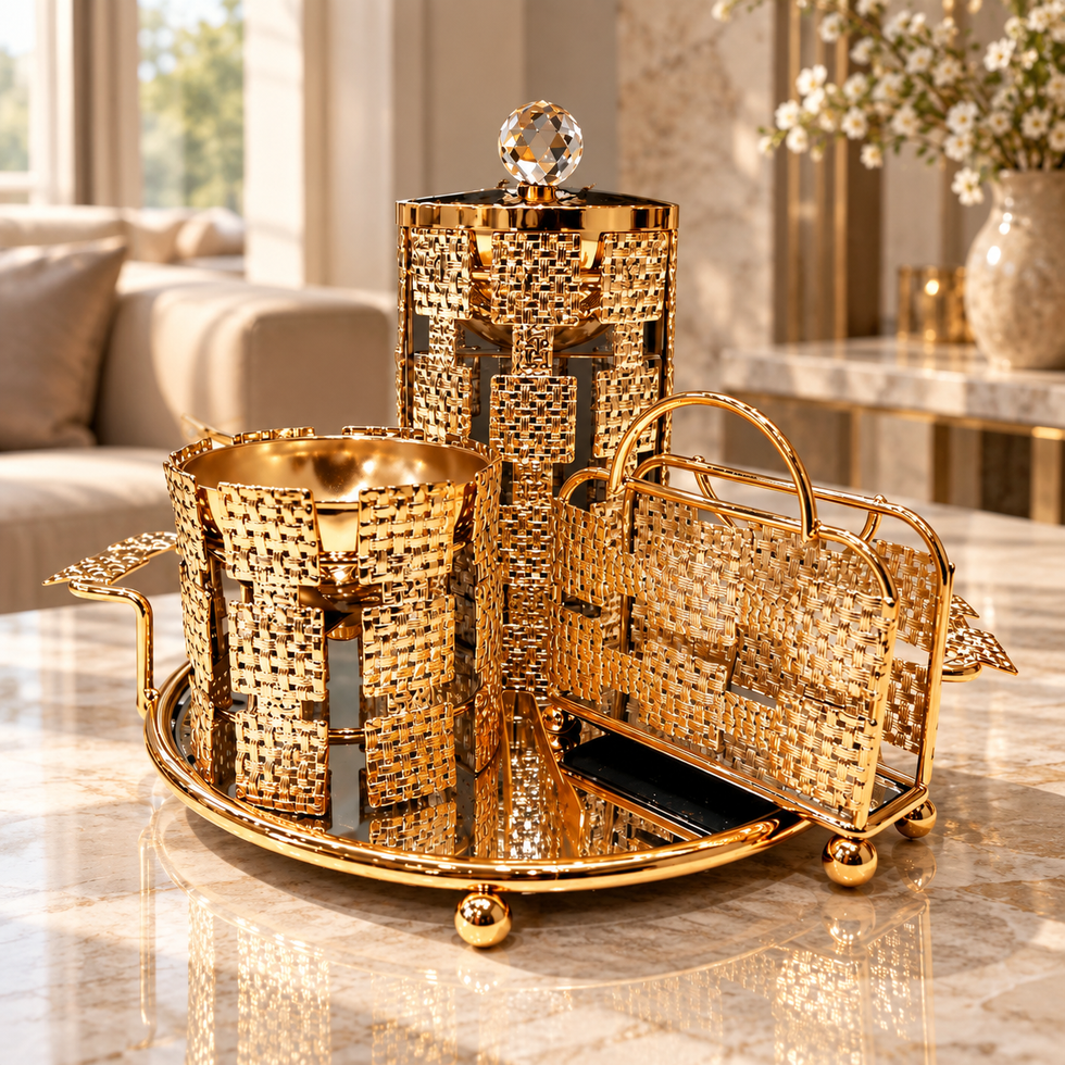 Luxury Woven Gold Incense Burner Tray Set