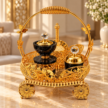 Luxury Gold Carriage Incense Burner Tray Set – luxury product photo