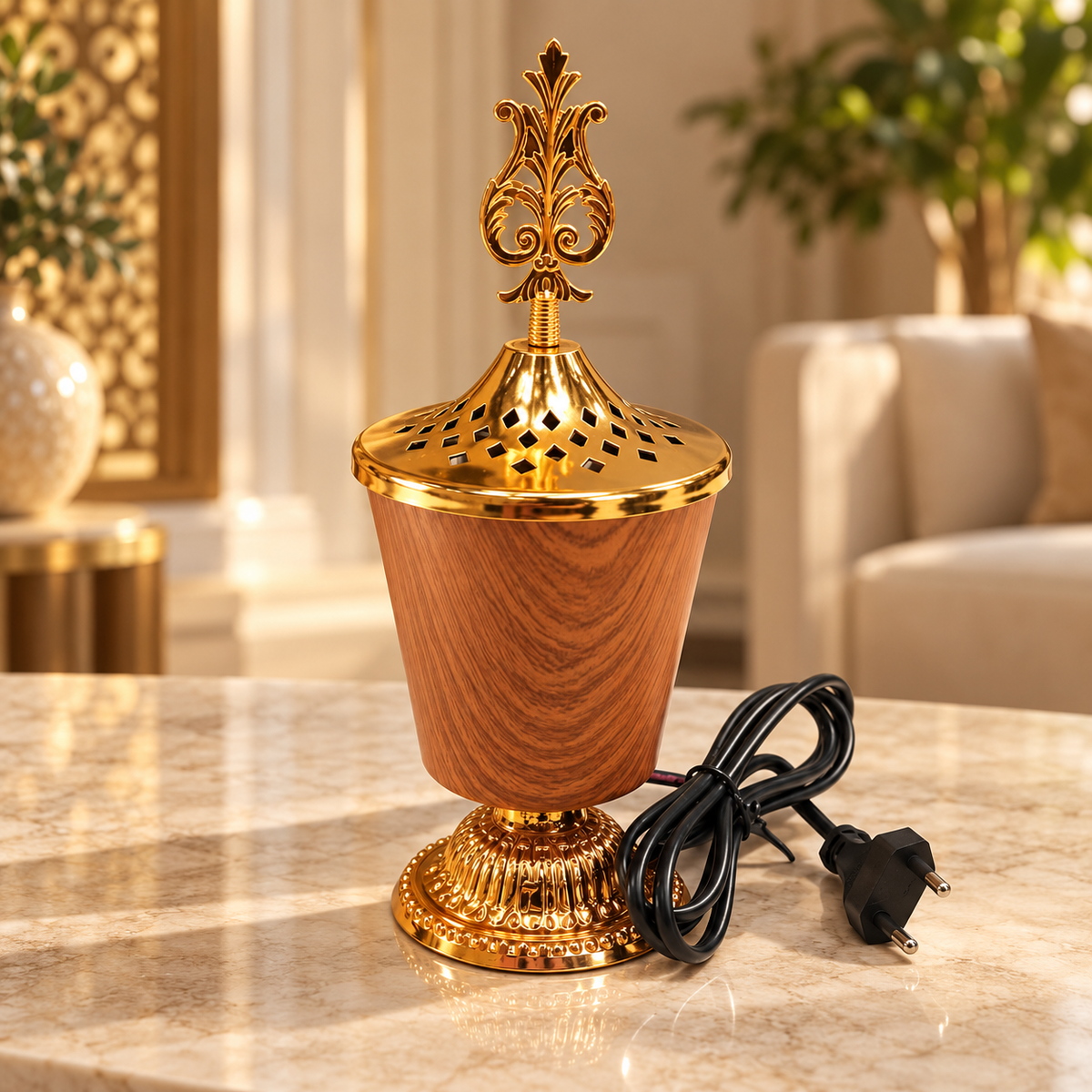 Luxury Wood-Effect Electric Incense Burner