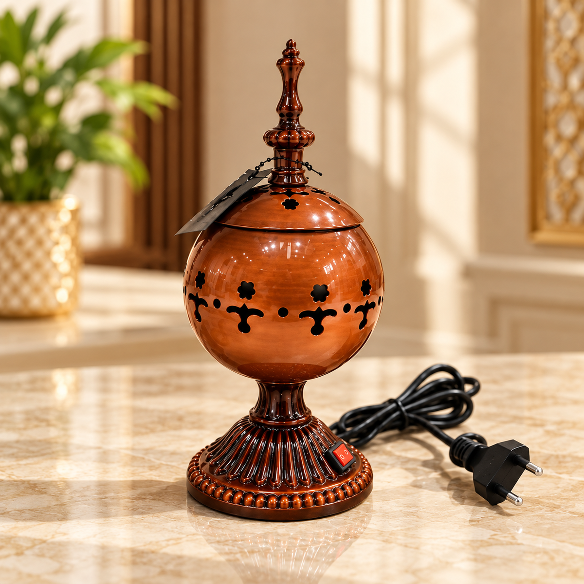 Luxury Copper-Tone Electric Incense Burner