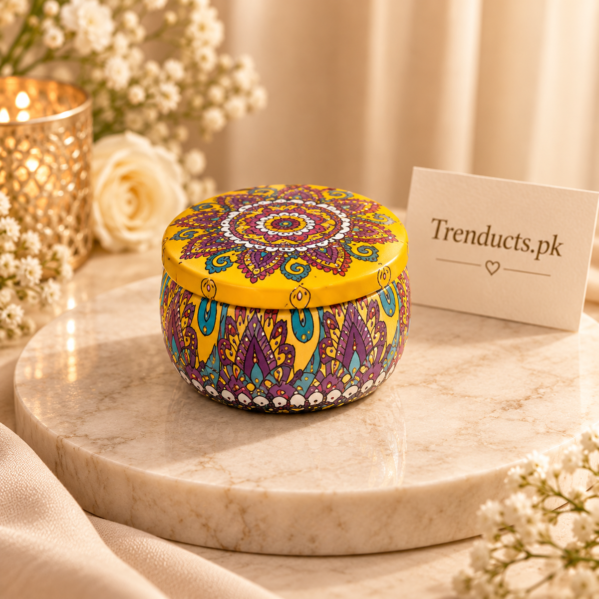 Patterned Tin Home Aroma Candle - Each