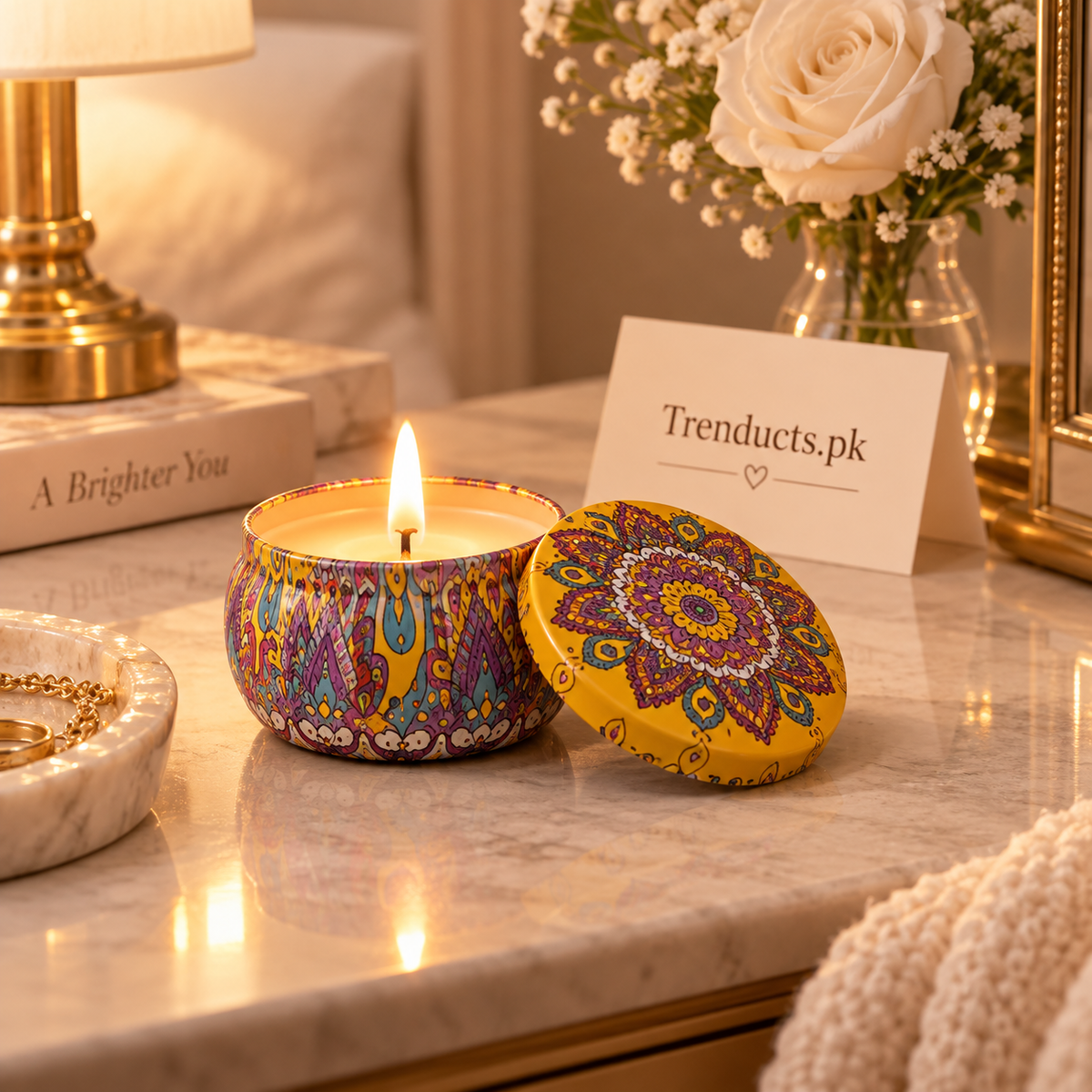 Patterned Tin Home Aroma Candle - Each
